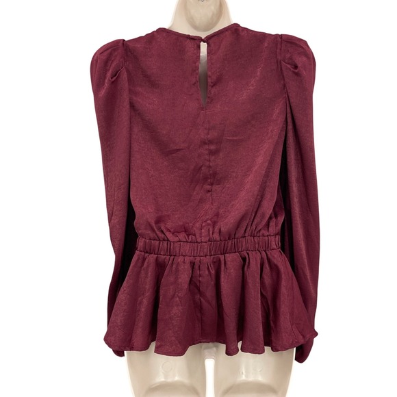 Glam Peplum Top Romantic Academia Regency Victorian Blouse Puff Sleeve Size S‎ - Picture 2 of 10